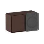 AtlasDesign PROFI IP54 О/У БЛОК: РОЗ. з/к со шт. 16А, ВЫКЛ.1-клав.10А, КОРИЧНЕВЫЙ