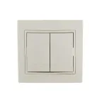 MIRA Выключатель двухклавишный бежевый с бежевой вставкой