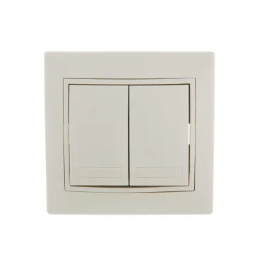MIRA Выключатель двухклавишный бежевый с бежевой вставкой