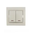 MIRA Выключатель двухклавишный с подсветкой бежевый с бежевой вставкой
