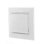 Выключатель одноклавишный, белый, с белой вставкой