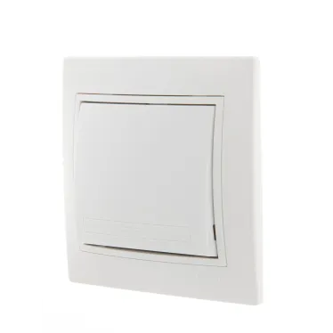 Выключатель одноклавишный, белый, с белой вставкой