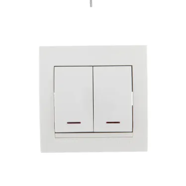 DERIY Выключатель х2 с подсветкой ПБТ белый