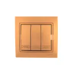 MIRA Выключатель трехклавишный золотой металлик