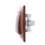 Выключатель одноклавишный, с подсветкой, вишня