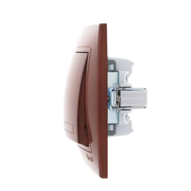 Выключатель одноклавишный, с подсветкой, вишня