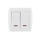 Демет Выключатель двойной с подсветкой белый