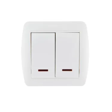 Демет Выключатель двойной с подсветкой белый