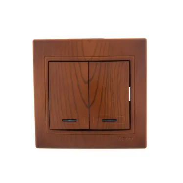 MIRA Выключатель двухклавишный с подсветкой сосна