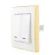 Выключатель RAIN двойной с подсветкой белый с боковой вставкой золото