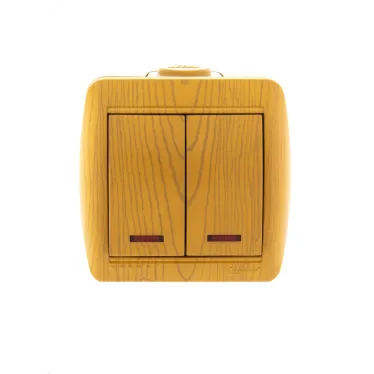 Ната Выключатель х2 с подсветкой ольха