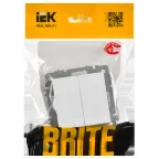 BRITE Выключатель 2-клавишный проходной 10А безвинтовое крепление ВС11-2-6-БрАБ арктический белый IEK
