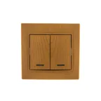 MIRA Выключатель двухклавишный с подсветкой ольха