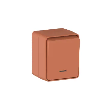 AtlasDesign PROFI IP54 О/У 1-клавишный ВЫКЛЮЧАТЕЛЬ с подсветкой 10 АХ, ТЕРРАКОТОВЫЙ