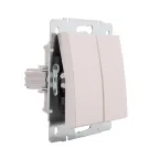 Выключатель RAIN двойной жемчужно-белый перламутр механизм