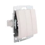 Выключатель RAIN тройной жемчужно-белый перламутр механизм