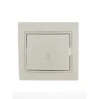 Выключатель одноклавишный, проходной, бежевый, с бежевой вставкой