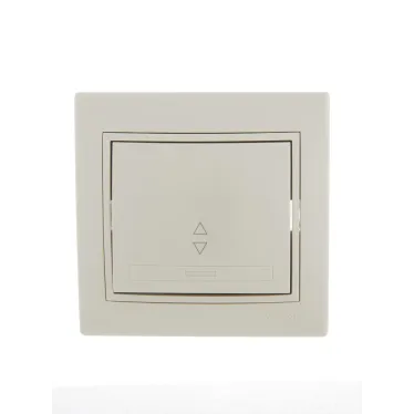 Выключатель одноклавишный, проходной, бежевый, с бежевой вставкой