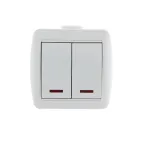 HATA Выключатель двухклавишный с подсветкой белый