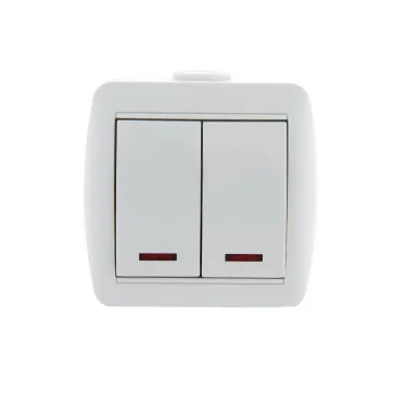 HATA Выключатель двухклавишный с подсветкой белый