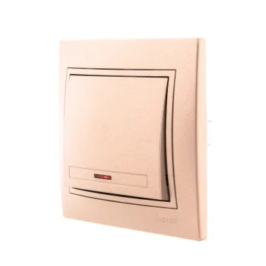 Мира Выключатель с подсветкой светло-коричневый металлик