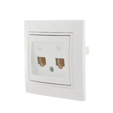 Мира Розетка RJ 45 + RJ 11 белый с вставкой белый