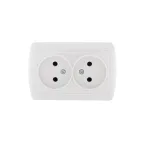 DEMET Розетка двойная без заземления закрытый корпус наружная белая