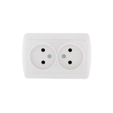 DEMET Розетка двойная без заземления закрытый корпус наружная белая
