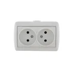 HATA Розетка двойная без заземления белая