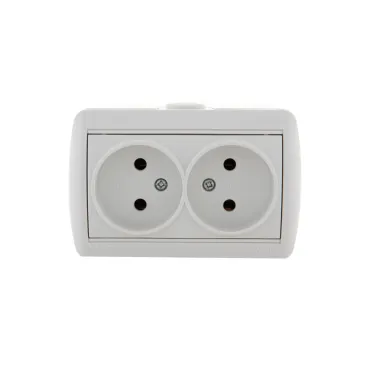 HATA Розетка двойная без заземления белая