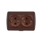 Розетка двойная с/з закрытый корпус керамика вишня (10шт/120шт)