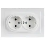 BRITE Розетка 2-местная с заземлением с защитными шторками 16А в сборе РСш12-3-БрАБ арктический белый IEK