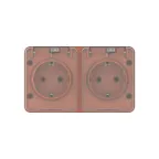 AtlasDesign PROFI IP54 О/У РОЗЕТКА двойная с з/к со шторками 16А, ТЕРРАКОТОВЫЙ