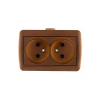 HATA Розетка двойная без заземления керамика сосна