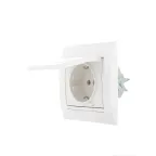DERIY Розетка с/з с крышкой ПБТ белый
