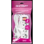 Удлинитель бытовой OPE-S-03-300-ESC-3x0.75 с заземлением с выключателем 3 розетки 3м ПВС 3х0,75 2200Вт