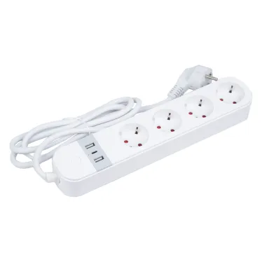 Умный сетевой фильтр Wi-Fi 1.8м ПВС 3х1,5 4 гнезда, с заземлением, 2USB Type-C 5В, 3A 16А До 3680Вт Голосовое управление приложение UnielSmart TM Unie lP-GCL4-1,8 A201/UC/WF WHITE