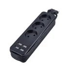 Удлинитель серии Travel шнур 1,8м 3 гнездa 10A без зазамления 4USB 3,1A Черный ТМ UnielS-CT3-1,8U BLACK