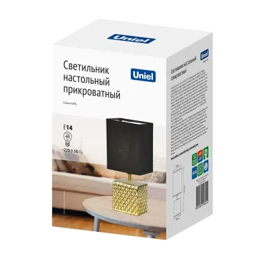 Cветильник настольный декоративный под лампу Е14 40W Механический выключатель Золотой/Черный ТМ UML-B306 E14 GOLD/BLACK