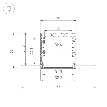 Профиль LINIA32-FANTOM-3000 ANOD (ARL, Алюминий)