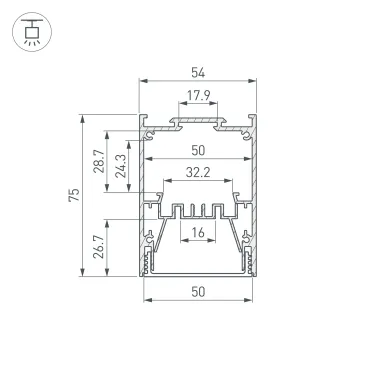 Профиль IP-LINE-5475-2000 ANOD (ARL, Алюминий)