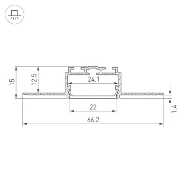 Профиль PLS-LOCK-H15-F-HIDE-2000 (ARL, Алюминий)