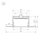 Профиль LINIA45-FANTOM-3000 ANOD (ARL, Алюминий)