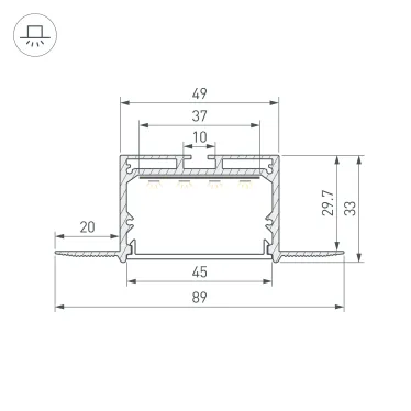 Профиль LINIA45-FANTOM-3000 ANOD (ARL, Алюминий)