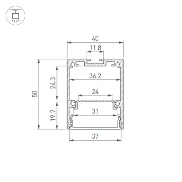 Профиль IP-LINE-4050-2000 ANOD (ARL, Алюминий)