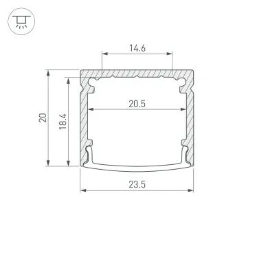 Профиль WIDE-H20-2000 ANOD (Arlight, Алюминий)
