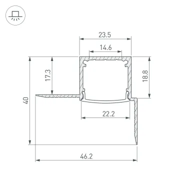 Профиль FANTOM-W20-H20-EDGE-2000 ANOD (ARL, Алюминий)