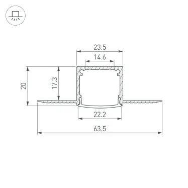 Профиль FANTOM-W20-H20-2000 ANOD (ARL, Алюминий)