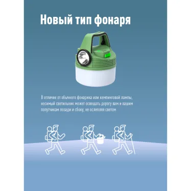 Фонарь кемпинговый аккум/16Вт+3Вт/Li-ion18650 2400mAh/Powerbank/индикатор/USBшнур