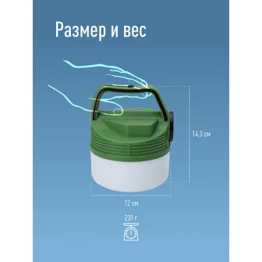Фонарь кемпинговый аккум/16Вт+3Вт/Li-ion18650 2400mAh/Powerbank/индикатор/USBшнур
